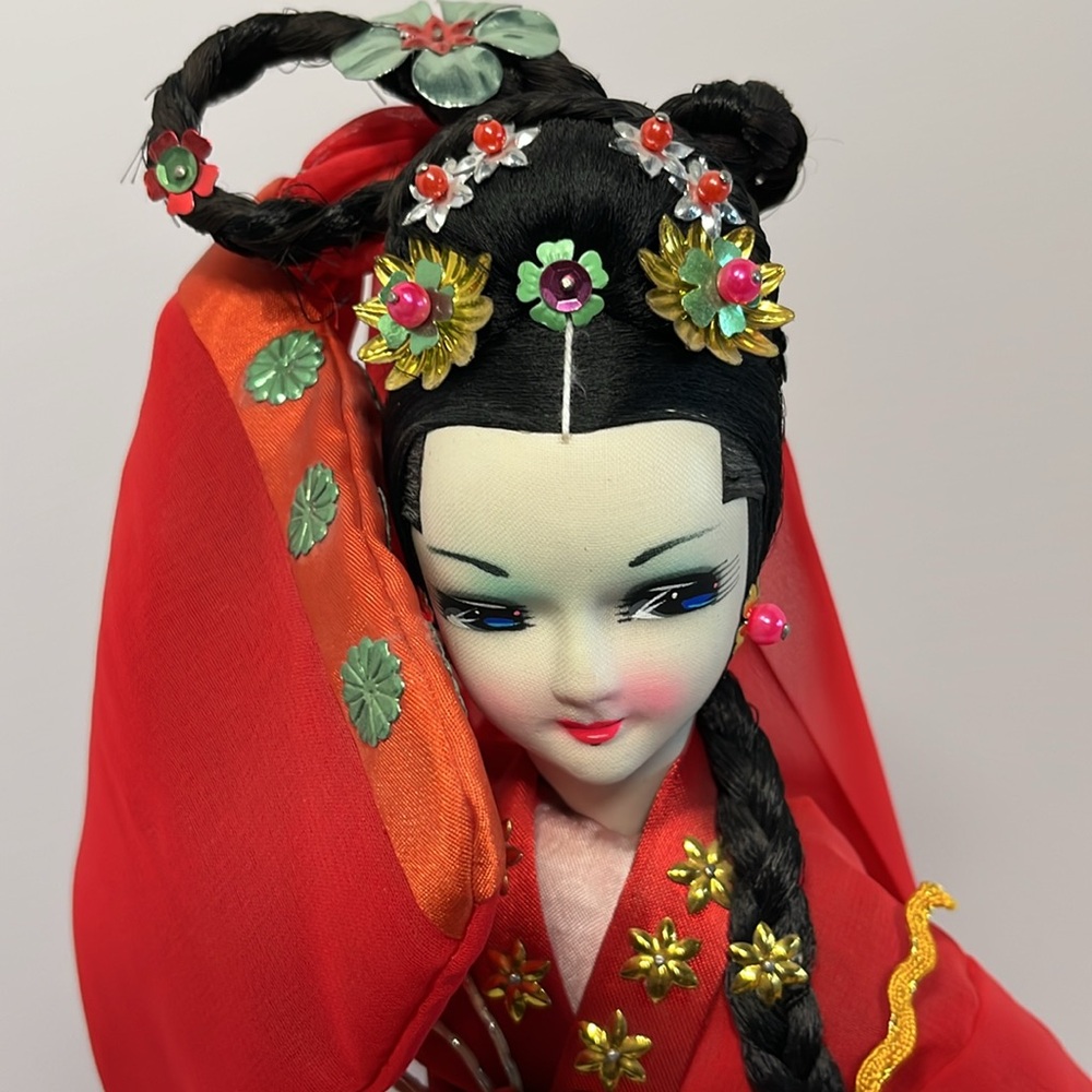 EXC 1960 Korean Cultural Girl Doll Souvenir Seoul Handmade Vintage 21” Gorgeous
